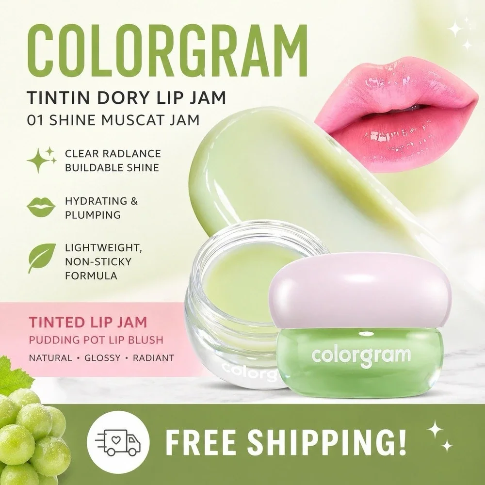 COLORGRAM Tintin Dory Lip Jam 01 Shine Muscat Jam Lip Balm Gloss‎ Plumping